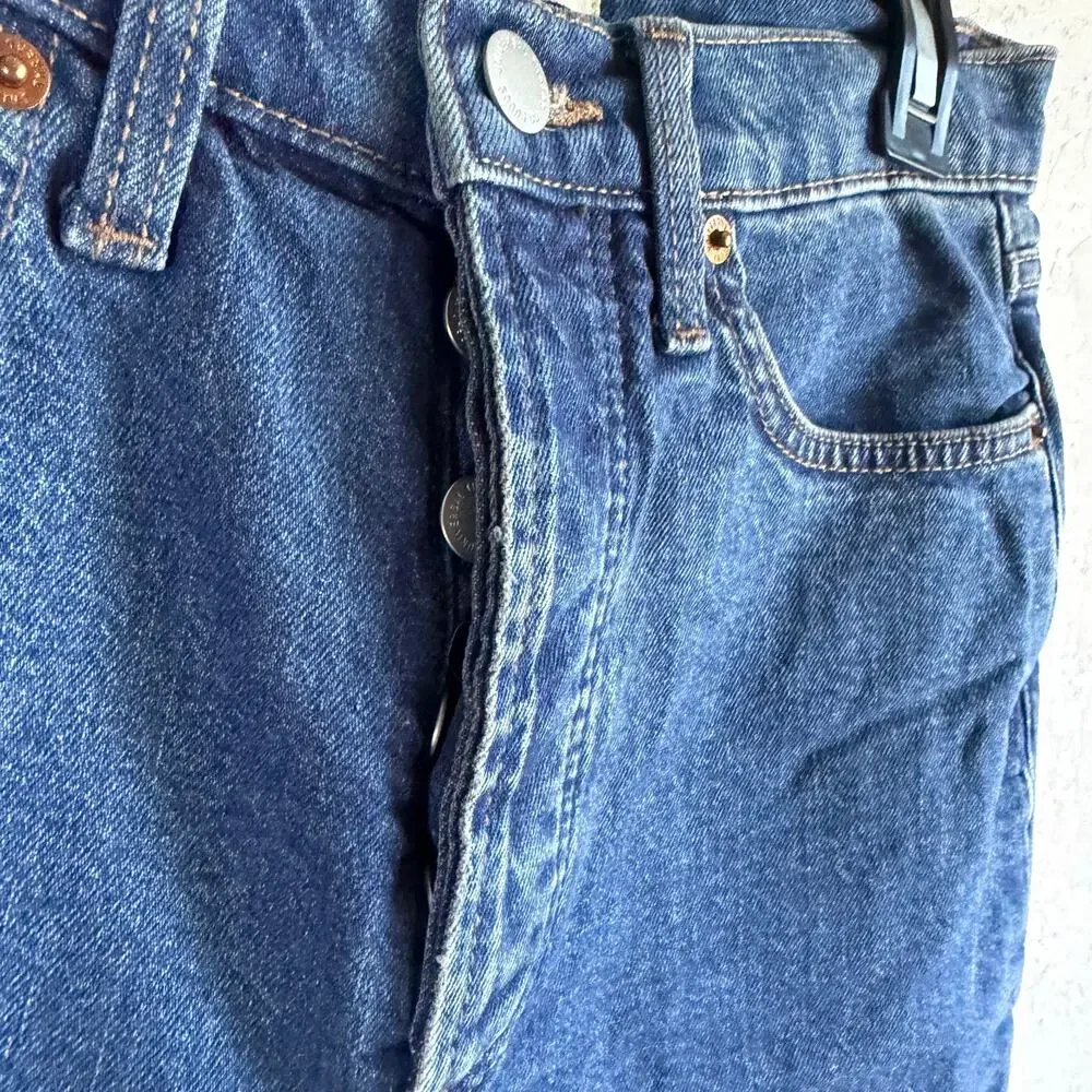 Universal Thread Highest Straight Leg Jeans Womens 4 Mid Wash Blue Denim Button
